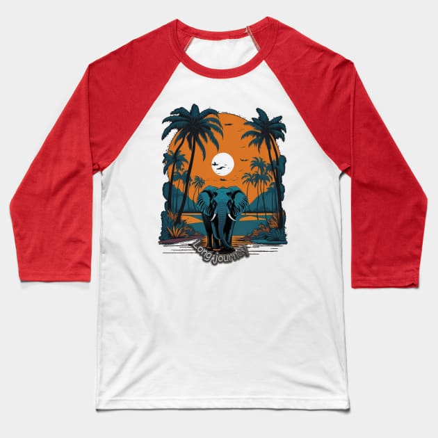 LONG JOURNEY ELEPHANT Baseball T-Shirt by HTA DESIGNS